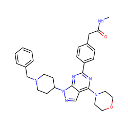 CNC(=O)Cc1ccc(-c2nc(N3CCOCC3)c3cnn(C4CCN(Cc5ccccc5)CC4)c3n2)cc1 ZINC000049112197