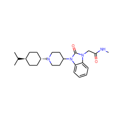 CNC(=O)Cn1c(=O)n(C2CCN([C@H]3CC[C@H](C(C)C)CC3)CC2)c2ccccc21 ZINC000101326785