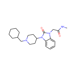 CNC(=O)Cn1c(=O)n(C2CCN(CC3CCCCC3)CC2)c2ccccc21 ZINC000049111409