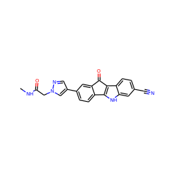 CNC(=O)Cn1cc(-c2ccc3c(c2)C(=O)c2c-3[nH]c3cc(C#N)ccc23)cn1 ZINC000653890331