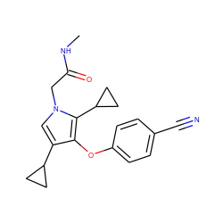 CNC(=O)Cn1cc(C2CC2)c(Oc2ccc(C#N)cc2)c1C1CC1 ZINC000049046069