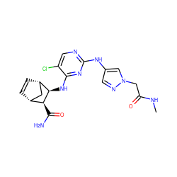 CNC(=O)Cn1cc(Nc2ncc(Cl)c(N[C@H]3[C@@H](C(N)=O)[C@@H]4C=C[C@H]3C4)n2)cn1 ZINC000084706453