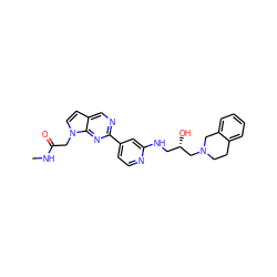 CNC(=O)Cn1ccc2cnc(-c3ccnc(NC[C@H](O)CN4CCc5ccccc5C4)c3)nc21 ZINC000219750471