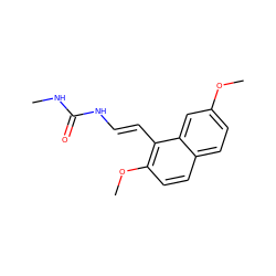 CNC(=O)N/C=C/c1c(OC)ccc2ccc(OC)cc12 ZINC000095596792