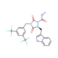 CNC(=O)N1C(=O)N(Cc2cc(C(F)(F)F)cc(C(F)(F)F)c2)C(=O)[C@@H]1Cc1c[nH]c2ccccc12 ZINC000013740642