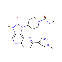 CNC(=O)N1CCC(n2c(=O)n(C)c3cnc4ccc(-c5cnn(C)c5)nc4c32)CC1 ZINC000118533124