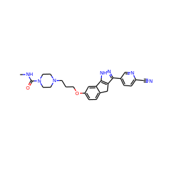 CNC(=O)N1CCN(CCCOc2ccc3c(c2)-c2[nH]nc(-c4ccc(C#N)nc4)c2C3)CC1 ZINC000063298405