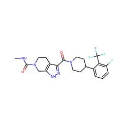 CNC(=O)N1CCc2c(C(=O)N3CCC(c4cccc(F)c4C(F)(F)F)CC3)n[nH]c2C1 ZINC001772592690