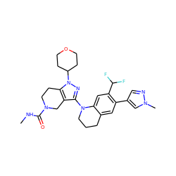 CNC(=O)N1CCc2c(c(N3CCCc4cc(-c5cnn(C)c5)c(C(F)F)cc43)nn2C2CCOCC2)C1 ZINC001569989218