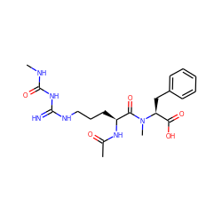 CNC(=O)NC(=N)NCCC[C@H](NC(C)=O)C(=O)N(C)[C@@H](Cc1ccccc1)C(=O)O ZINC000024974897