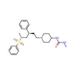 CNC(=O)NC1CCN(CC[C@@H](CN(C)S(=O)(=O)c2ccccc2)c2ccccc2)CC1 ZINC000026503671