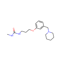 CNC(=O)NCCCOc1cccc(CN2CCCCC2)c1 ZINC000013725155