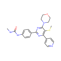 CNC(=O)Nc1ccc(-c2nc(-c3ccncc3)c(SC)c(N3CCOCC3)n2)cc1 ZINC000198440100