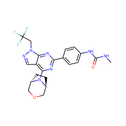 CNC(=O)Nc1ccc(-c2nc(N3[C@H]4CC[C@H]3COC4)c3cnn(CC(F)(F)F)c3n2)cc1 ZINC000101286051