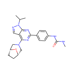 CNC(=O)Nc1ccc(-c2nc(N3C[C@@H]4CC[C@H](C3)O4)c3cnn(C(C)C)c3n2)cc1 ZINC000045388599