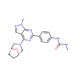 CNC(=O)Nc1ccc(-c2nc(N3C[C@@H]4CC[C@H](C3)O4)c3cnn(C)c3n2)cc1 ZINC000045368325