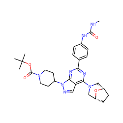 CNC(=O)Nc1ccc(-c2nc(N3C[C@@H]4CC[C@H](C3)O4)c3cnn(C4CCN(C(=O)OC(C)(C)C)CC4)c3n2)cc1 ZINC000049766337