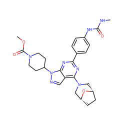 CNC(=O)Nc1ccc(-c2nc(N3C[C@@H]4CC[C@H](C3)O4)c3cnn(C4CCN(C(=O)OC)CC4)c3n2)cc1 ZINC000045261196