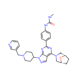 CNC(=O)Nc1ccc(-c2nc(N3C[C@@H]4CC[C@H](C3)O4)c3cnn(C4CCN(Cc5cccnc5)CC4)c3n2)cc1 ZINC000049710296