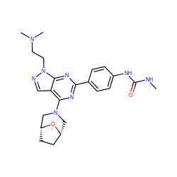 CNC(=O)Nc1ccc(-c2nc(N3C[C@@H]4CC[C@H](C3)O4)c3cnn(CCN(C)C)c3n2)cc1 ZINC000045387329