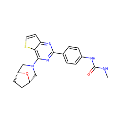 CNC(=O)Nc1ccc(-c2nc(N3C[C@@H]4CC[C@H](C3)O4)c3sccc3n2)cc1 ZINC000045392216