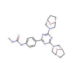 CNC(=O)Nc1ccc(-c2nc(N3C[C@@H]4CC[C@H](C3)O4)nc(N3C[C@@H]4CC[C@H](C3)O4)n2)cc1 ZINC000058534542