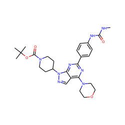 CNC(=O)Nc1ccc(-c2nc(N3CCOCC3)c3cnn(C4CCN(C(=O)OC(C)(C)C)CC4)c3n2)cc1 ZINC000049793526