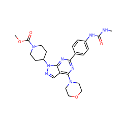 CNC(=O)Nc1ccc(-c2nc(N3CCOCC3)c3cnn(C4CCN(C(=O)OC)CC4)c3n2)cc1 ZINC000043068063