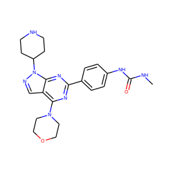 CNC(=O)Nc1ccc(-c2nc(N3CCOCC3)c3cnn(C4CCNCC4)c3n2)cc1 ZINC000043062891