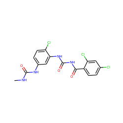 CNC(=O)Nc1ccc(Cl)c(NC(=O)NC(=O)c2ccc(Cl)cc2Cl)c1 ZINC000013673967