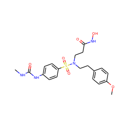 CNC(=O)Nc1ccc(S(=O)(=O)N(CCC(=O)NO)CCc2ccc(OC)cc2)cc1 ZINC000033999289