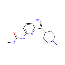 CNC(=O)Nc1ccc2[nH]cc(C3CCN(C)CC3)c2n1 ZINC000013523773