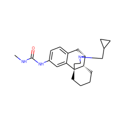 CNC(=O)Nc1ccc2c(c1)[C@@]13CCCC[C@H]1[C@@H](C2)N(CC1CC1)CC3 ZINC000028714163