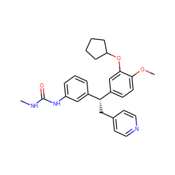 CNC(=O)Nc1cccc([C@@H](Cc2ccncc2)c2ccc(OC)c(OC3CCCC3)c2)c1 ZINC000013442027