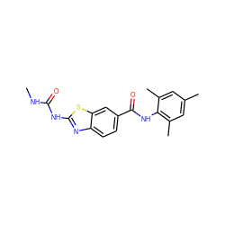 CNC(=O)Nc1nc2ccc(C(=O)Nc3c(C)cc(C)cc3C)cc2s1 ZINC000000585856