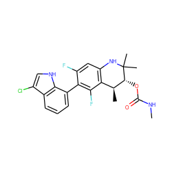 CNC(=O)O[C@@H]1[C@@H](C)c2c(cc(F)c(-c3cccc4c(Cl)c[nH]c34)c2F)NC1(C)C ZINC000066098934