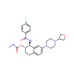 CNC(=O)O[C@H]1CCc2ccc(N3CCN(C4COC4)CC3)cc2[C@@H]1NC(=O)c1ccc(F)cc1 ZINC000144258195