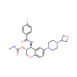 CNC(=O)O[C@H]1COc2ccc(N3CCN(C4COC4)CC3)cc2[C@@H]1NC(=O)c1ccc(F)cc1 ZINC000095641919