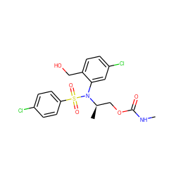 CNC(=O)OC[C@@H](C)N(c1cc(Cl)ccc1CO)S(=O)(=O)c1ccc(Cl)cc1 ZINC000028976046