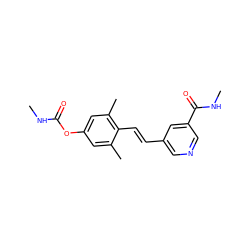 CNC(=O)Oc1cc(C)c(/C=C/c2cncc(C(=O)NC)c2)c(C)c1 ZINC000036187619