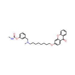 CNC(=O)Oc1cccc(CN(C)CCCCCCCCOc2ccc3c(=O)c4ccccc4oc3c2)c1 ZINC000013864707