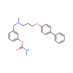 CNC(=O)Oc1cccc(CN(C)CCCOc2ccc(-c3ccccc3)cc2)c1 ZINC000013864713