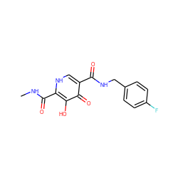 CNC(=O)c1[nH]cc(C(=O)NCc2ccc(F)cc2)c(=O)c1O ZINC000095557024