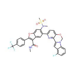 CNC(=O)c1c(-c2ccc(C(F)(F)F)cc2)oc2cc(N(C)S(C)(=O)=O)c(-c3ccc4c(n3)-c3cc5c(F)cccc5n3CO4)cc12 ZINC000212212196