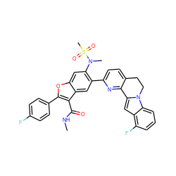 CNC(=O)c1c(-c2ccc(F)cc2)oc2cc(N(C)S(C)(=O)=O)c(-c3ccc4c(n3)-c3cc5c(F)cccc5n3CC4)cc12 ZINC000212225999