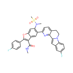 CNC(=O)c1c(-c2ccc(F)cc2)oc2cc(N(C)S(C)(=O)=O)c(-c3ccc4c(n3)-c3cc5cc(F)ccc5n3CC4)cc12 ZINC000212235275