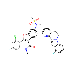 CNC(=O)c1c(-c2ccc(F)cc2Cl)oc2cc(N(C)S(C)(=O)=O)c(-c3ccc4c(n3)-c3cc5c(F)cccc5n3CC4)cc12 ZINC000212198919