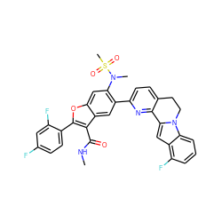 CNC(=O)c1c(-c2ccc(F)cc2F)oc2cc(N(C)S(C)(=O)=O)c(-c3ccc4c(n3)-c3cc5c(F)cccc5n3CC4)cc12 ZINC000212225913