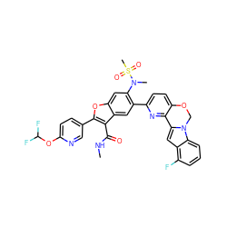 CNC(=O)c1c(-c2ccc(OC(F)F)nc2)oc2cc(N(C)S(C)(=O)=O)c(-c3ccc4c(n3)-c3cc5c(F)cccc5n3CO4)cc12 ZINC000212225522