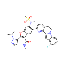 CNC(=O)c1c(-c2ccnn2C(C)C)oc2cc(N(C)S(C)(=O)=O)c(-c3ccc4c(n3)-c3cc5c(F)cccc5n3CC4)cc12 ZINC000212205140